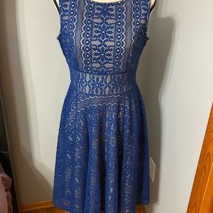 Danny and Nicole blue lace cocktail dress